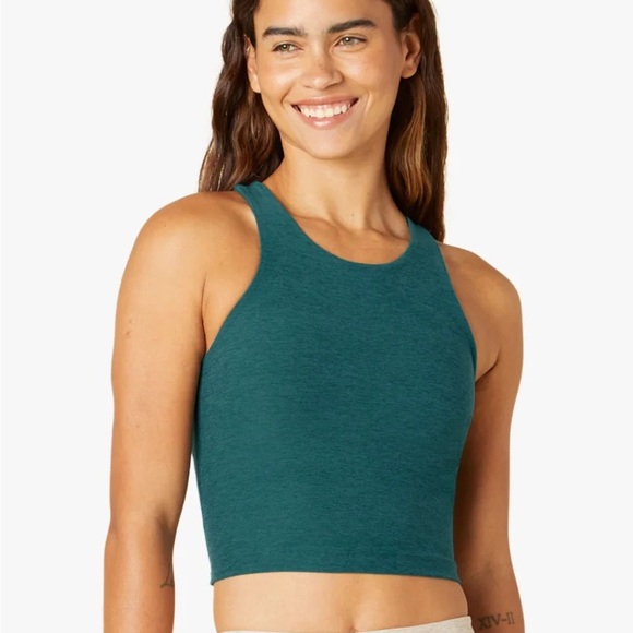 Beyond Yoga Spacedye Focus Cropped Tank Teal Sleeveless Crop deep sea Heather 3X - Picture 1 of 5